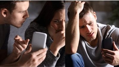 أخذ هاتف زوجته المشابِهَ لهاتفه بدون قصد، فلما فتح الهاتف رأى رسائلَ عديدة تنتظر في (الواتس)